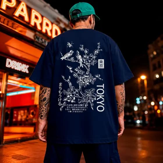 Camiseta Plus Size Masculina Streetwear P ao G5 Camisa Tokyo Confortavel Streetwear Oversize