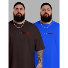 Kit 2 Camiseta Masculina Plus Size P ao G5 Boston Camisa 100% Algodão Confortavel Treino