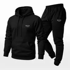 Conjunto Moletom Canguru Masculino Plus Size Com Capuz e Calça Moletom P AO G5 Flanelado
