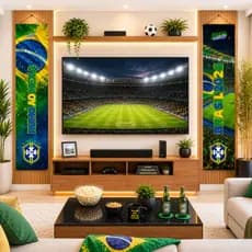 Kit 2 Faixas Banner Brasil Decoração Ambiente Premium Peças Painel Vertical Copa Tema Brasil