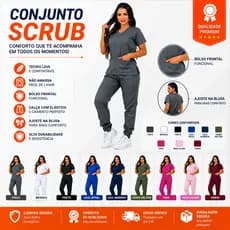 Scrub Conjunto Pijama Hospitalar Cirúrgico Acinturado Varias Cores Tamanhos Ajustável Não Amassa