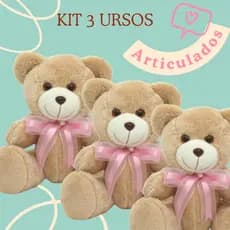Urso de Pelúcia KIT 3 Ursos Articulados