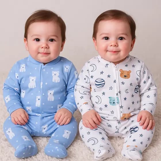 Macacão de Bebê com Zíper 100% Algodão