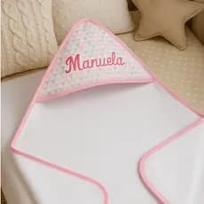 Toalha Premium com Capuz 80x70cm Personalizada com Nome Bordado para Bebê - Macia e Absorvente