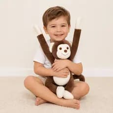 Macaco de Pelúcia Abraçador 35cm com Velcro nas Mãos | Super Macio