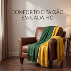 Manta Decorativa Tricot Brasil Copa do Mundo com Franjas Premium