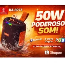 Caixa de Som Bluetooth 50W TWS RGB Portátil