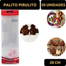 Palitos para Pirulitos 28cm Cristal Topo de Bolo Decoração Chocolate Transparente BWB Embalagens