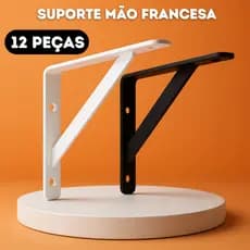 Suporte 12 Peças Mão Francesa Kit Cantoneira para Prateleira Reforçado Pintura eletroestática