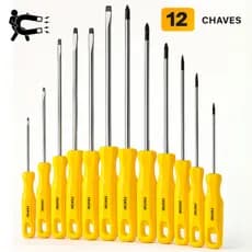 Jogo Conjunto Com 12 Chave de Fenda Phillips Kit Imantada Profissional Fertak Envio Imediato