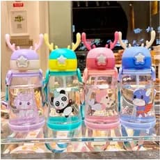 Kit 5 - Kit 10 Garrafa De Alce Água Infantil Criança Portátil Com Canudo Desenho para Meninos 600ML