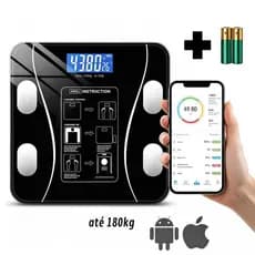 Balança Bioimpedancia Digital Bluetooth Corporal até 180kg Resultado Pelo Celular + Pilhas