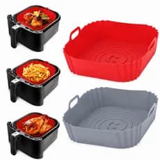 Formas de Silicone Quadrada 16x16cm Assadeira Air Fryer e Forno Forma para Fritadeira Elétrica com Alça