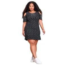 Vestido Plus Size Liganete Confortável Elegante Social Casual Soltinho Aberto na Manga