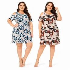 Kit 2 Vestido Feminino Liganete Moda Senhora Soltinho Malha Fria Plus Size