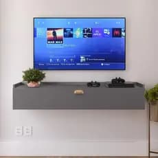 Rack Suspenso Classic 90cm com Porta e Nicho Prateleira Multiuso para TV até 32