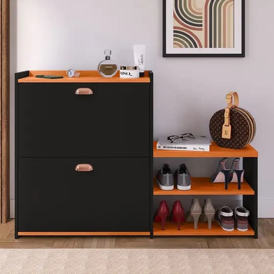 Sapateira para Quarto 2 Gavetas até 21 Pares Sapateira Milano Organizadora Prateleira