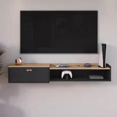 Rack Suspenso 1.50m Supremo com Porta e Nicho Prateleira Multiuso para TV até 55