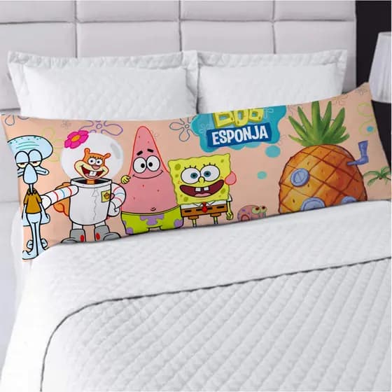 Fronha Avulsa e Travesseiro de Corpo com Estampa Bob Esponja Super Macio e Divertido