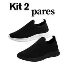2 pares Tênis Meia Feminino Caminhada Sem Cadarço Descubra o conforto do nosso tênis feminino preto bordo