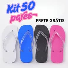 Kit 50 Pares Chinelo De Dedo Feminino Atacado Colorido Tira Transparente – Envio Imediato