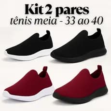 Kit 2 Pares Tênis Meia Academia Caminhada Confort Calce Fácil 33 ao 40 Envio Imediato Barato