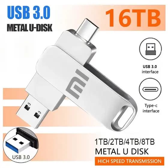 1TB 2TB 4TB 8TB 16TB 2 Em 1 Unidade Flash De Metal De Alta Velocidade USB Drive Tipo-C U Stick Para SmartPhone/Tablet/Co