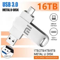 1TB 2TB 4TB 8TB 16TB 2 Em 1 Unidade Flash De Metal De Alta Velocidade USB Drive Tipo-C U Stick Para SmartPhone/Tablet/Co