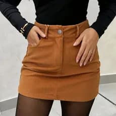 Mini Saia curta suede cotele  feminina cintura alta verão 2026 promoção estilo alfaiataria