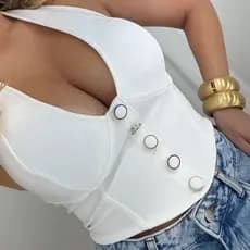Corset Feminino Alfaiataria Premium com Bojo e Alças Grossas Candy Colors Tendência Verão 2026 Copa & Carnaval