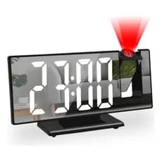 Relógio Despertador Digital Com Projetor De Hora Na Parede espelhado com grande tela de LED