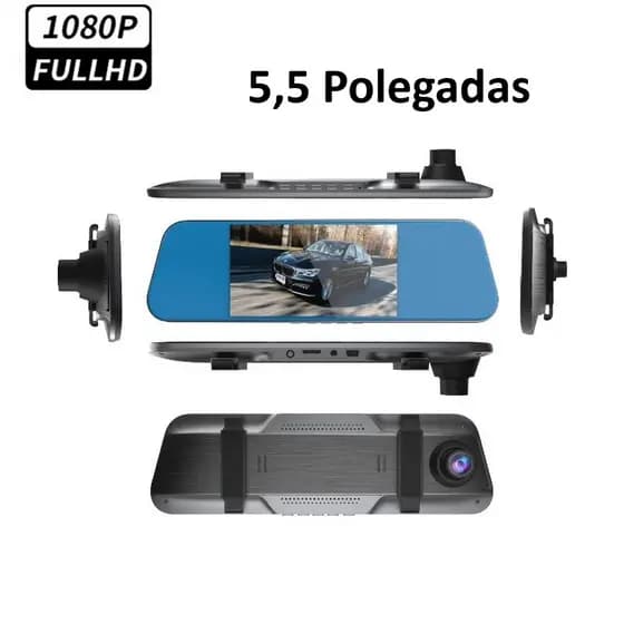 Retrovisor Lente dupla frontal e traseira de 5,5 polegad Touchscreen HD visão noturna Gravador 1080P