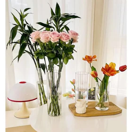 Vaso de acrílico resistente a quebra  Arranjos de Flores Plantas Para Decoração Sala Casa