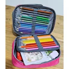 Estojo Escolar Juvenil Box Com Alça Nylon bem garnde- Tactel 100 Pens Com Divisória-1829/6453