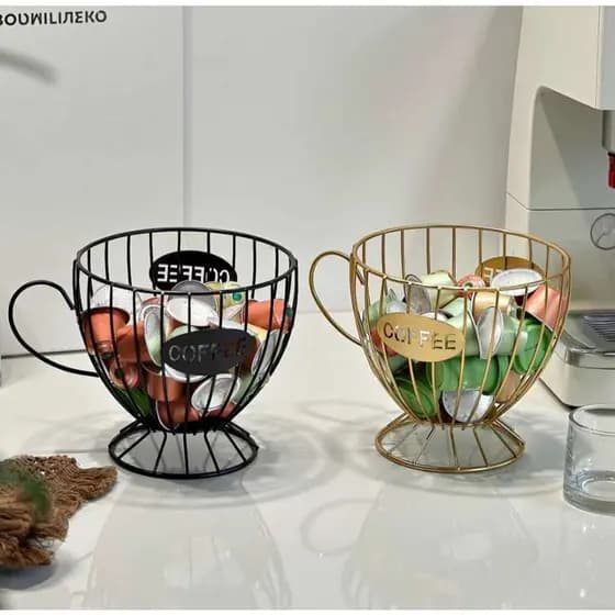 Porta Cápsulas De Café Dispenser Organizador Xícara Em Metal