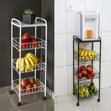 Fruteira Grande 3 Níveis com Rodízios Estrutura Resistente Multiuso