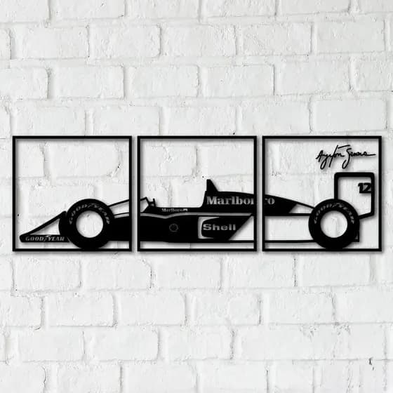 QUADRO CARRO DECORAÇÃO SALA QUARTO AIRTON SENNA F1 EM ACM FÓRMULA 1