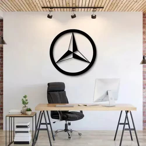 QUADRO DECORAÇÃO EMBLEMA MERCEDES EM ACM - DIVERSOS TAMANHOS