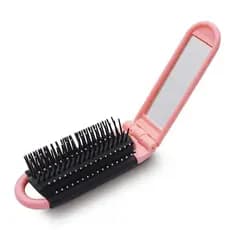 Kit2 escova com espelho de cabelo dobravel borboleta de bolsa macia profissional escobel
