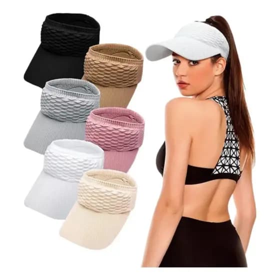Kit3 Chapéu/Boné Feminino De Aba Longa Respirável  Viseira Para Uso Externo Em Cor Lisa lindoCor enviada aleatoriamente
