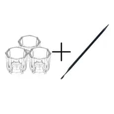 Design Sombrancelha Com 3 Copinhos Dappen de Vidro E 1 Palito Plastico Com Medidor de Henna