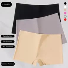 Kit 3 Calcinha Boxer Feminina Sem Costura Cueca Feminina