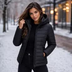 Jaqueta Feminina Puffer Acolchoada Inverno Quentinha Com Capuz Moda Feminina Casual Tendência