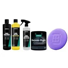 Kit Vintex C/ Pneu Pretinho Lava Autos Cera Express Rejuvex Black e Disco Aplicador Qualidade