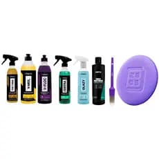 Kit Limpeza Automotiva Tok Final, V-Mol, V-Floc, Sintra, Glazy, Pneu Pretinho, Pincel e Aplicador