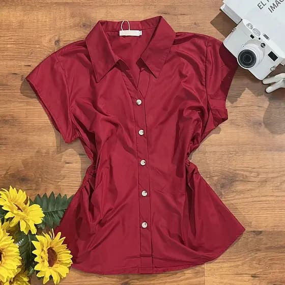 Camisa Feminina Social Chamise Luxo Premium Blogueira Lisas Botão