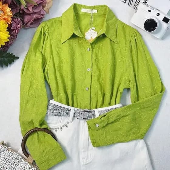 Camisa Social Bordada Manga Longa Y1655
