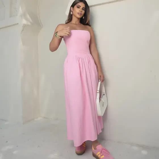 Vestido Midi Tomara que Caia Tendência Verão Moda Blogueira 00238
