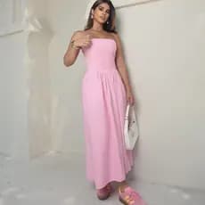 Vestido Midi Tomara que Caia Tendência Verão Moda Blogueira 00238