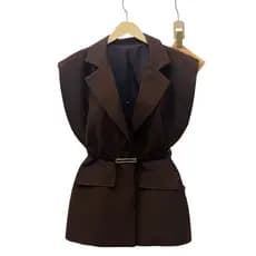 Blazer Feminino Cinturado Sem Manga